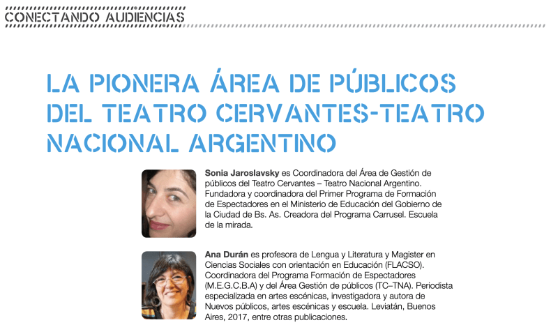 La pionera área de Públicos del Teatro Cervantes-Teatro Nacional Argentino